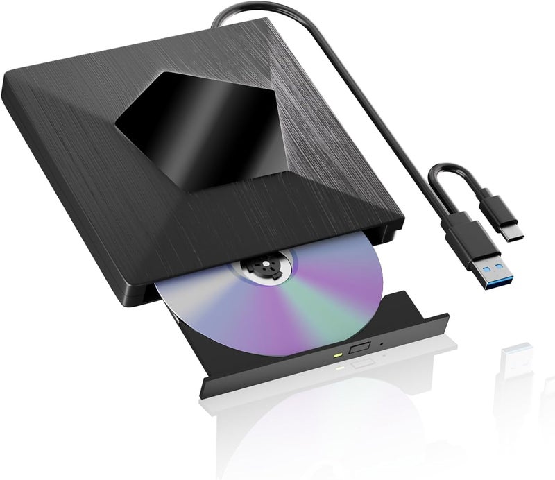 MthsTec External Blu Ray Drive, External Bluray Burner with USB 3.0 & Type-C, External Bluray CD DVD Reader, Bluray Writer for PC, USB External Blu-ray Drives for Windows XP/7/8/10/11 MacOS - Image 1